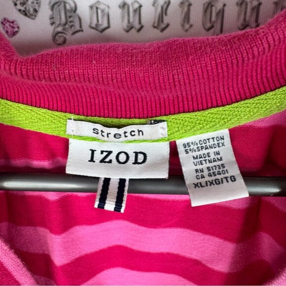 Izod stretch cropped shirt lime green stretch Fuchsia and Pink Striped Top - Picture 6 of 9